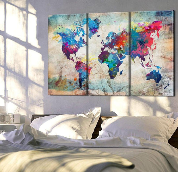 Stretched Canvas World Map Art - World Maps: Modern Style