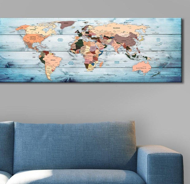 Stretched Canvas World Map Art - World Maps: Sapphire Travels