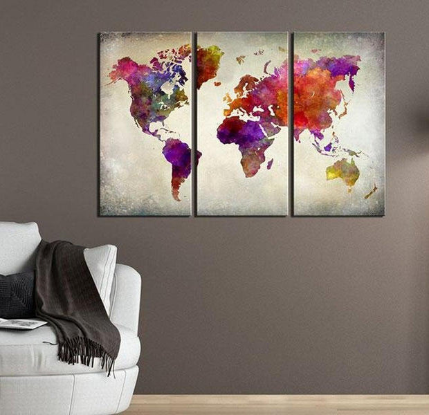 Stretched Canvas World Map Art - World - Mosaic Of Colours