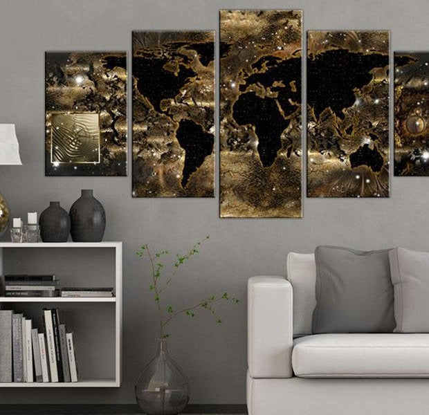 Stretched Canvas World Map Art - World Of Bronze