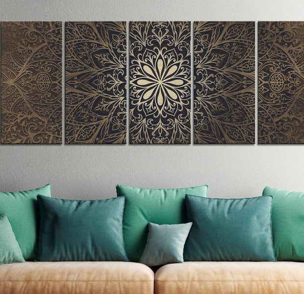 Stretched Canvas Zen Art - Brown Mandala