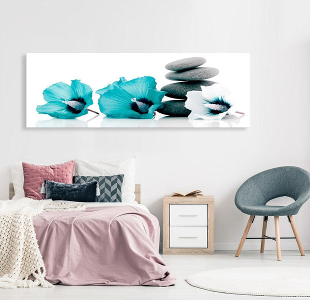 Stretched Canvas Zen Art - Calm Mallow Narrow Turquoise
