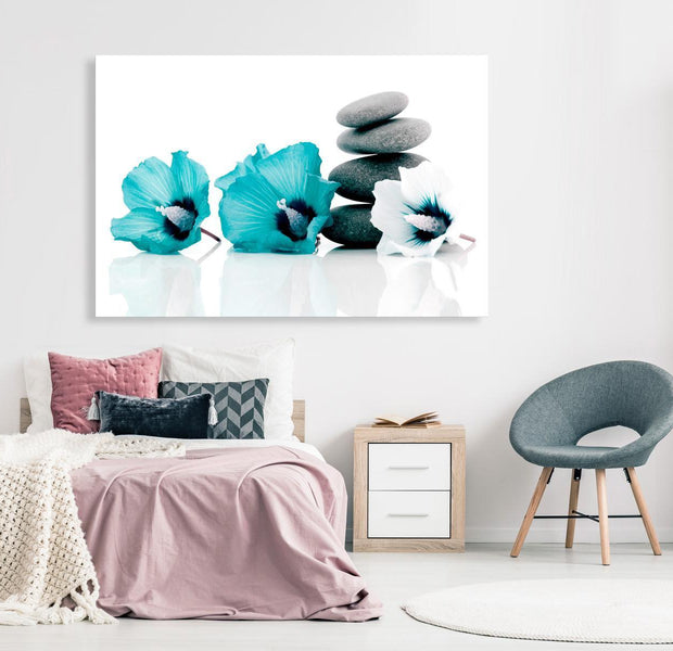 Stretched Canvas Zen Art - Calm Mallow Wide Turquoise