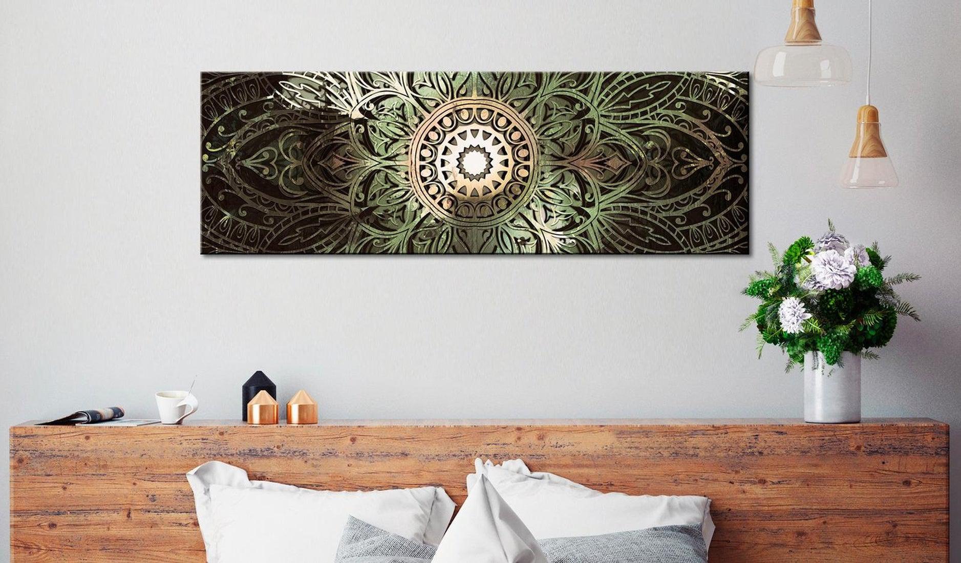 Stretched Canvas Zen Art - Emerald Mandala