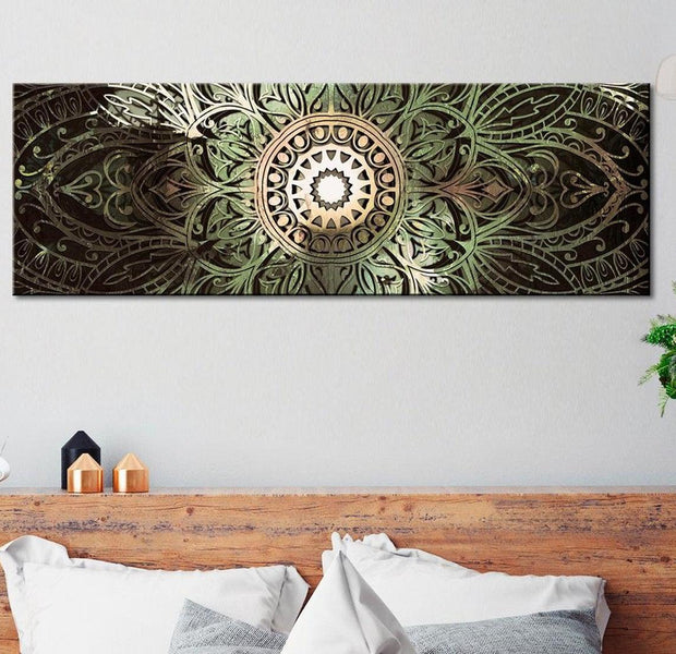 Stretched Canvas Zen Art - Emerald Mandala