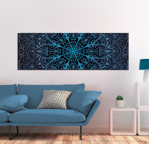 Stretched Canvas Zen Art - Feathers Blue Narrow