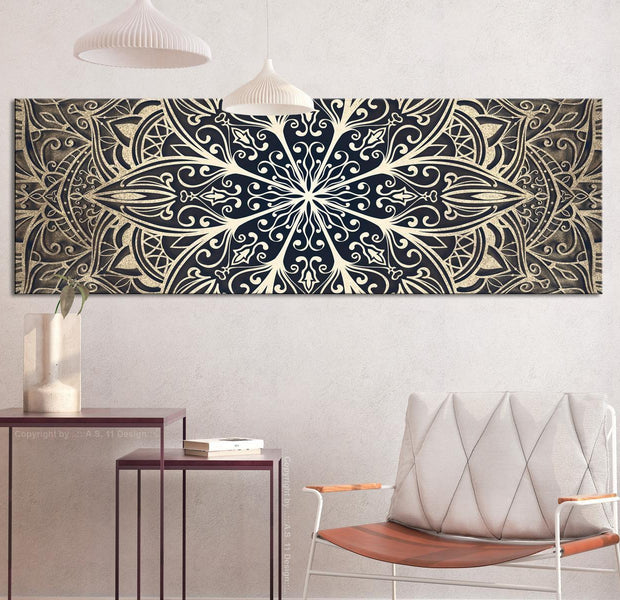 Stretched Canvas Zen Art - Feathers Brown Narrow