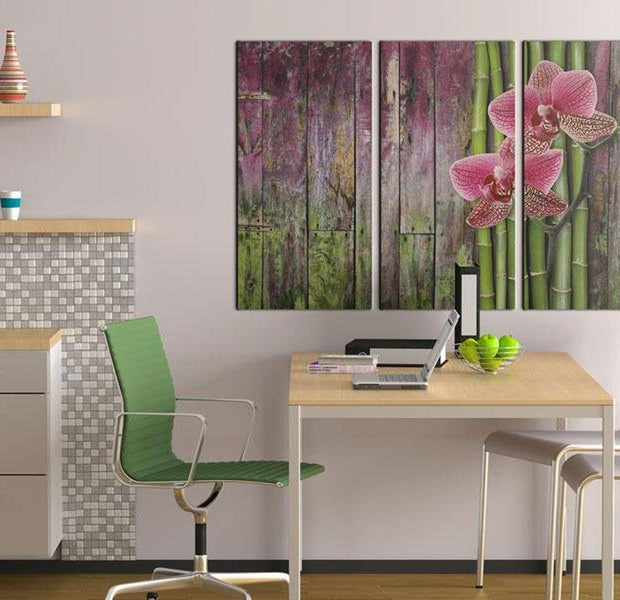 Stretched Canvas Zen Art - Flower And Bamboo