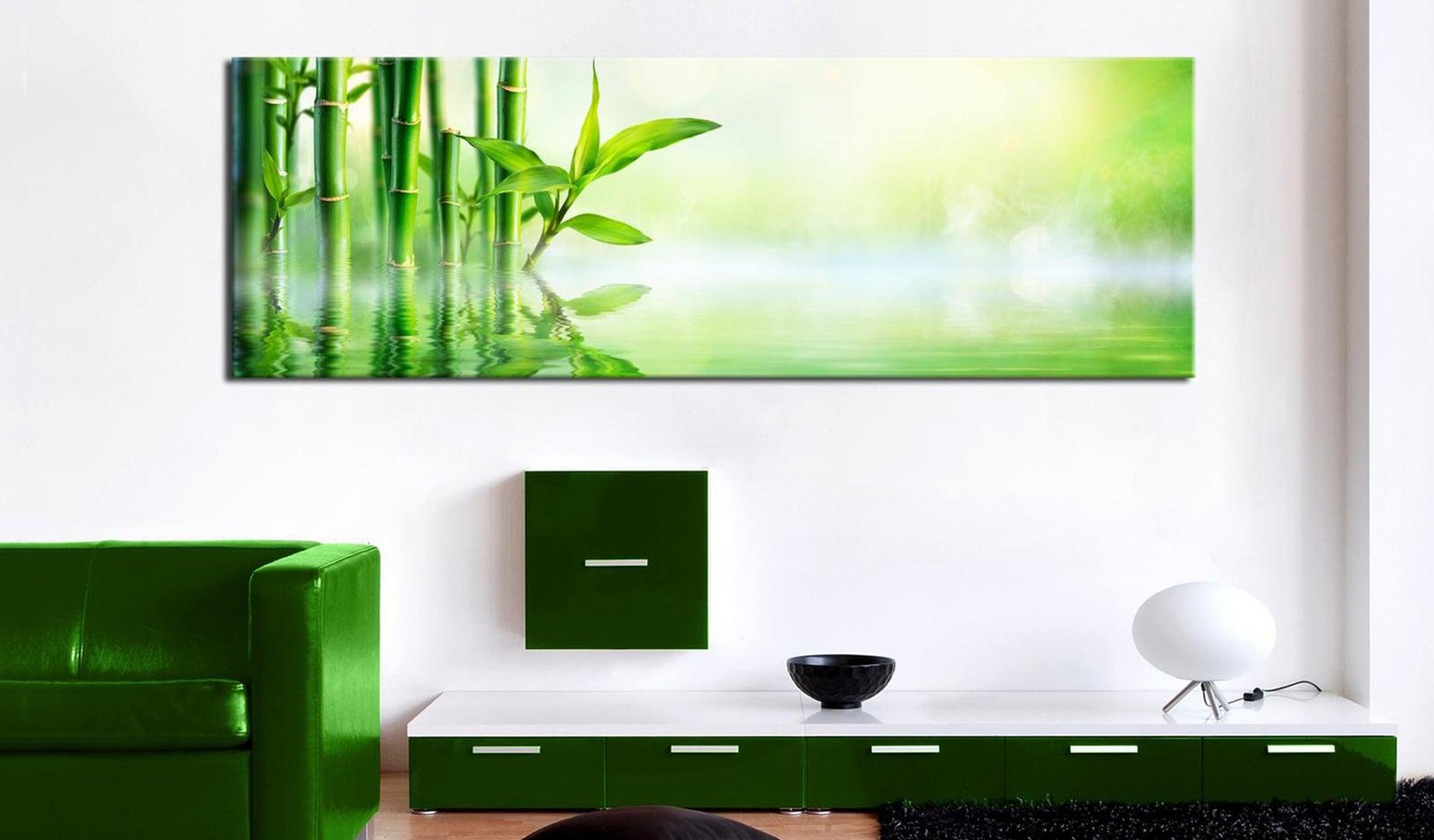 Stretched Canvas Zen Art - Green Bamboo