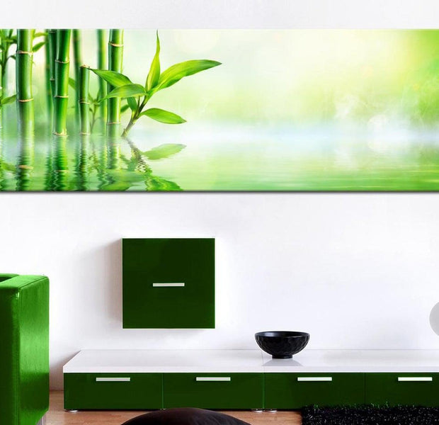 Stretched Canvas Zen Art - Green Bamboo