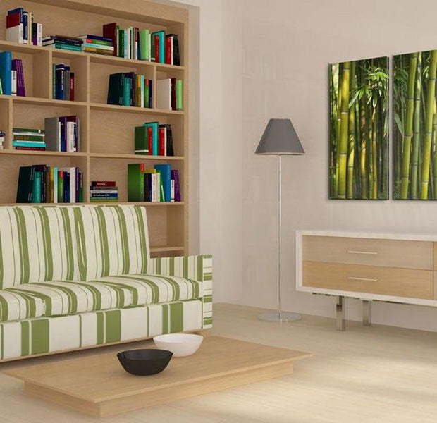 Stretched Canvas Zen Art - Green Bamboo