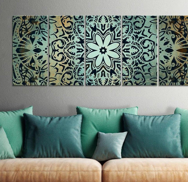 Stretched Canvas Zen Art - Green Mandala