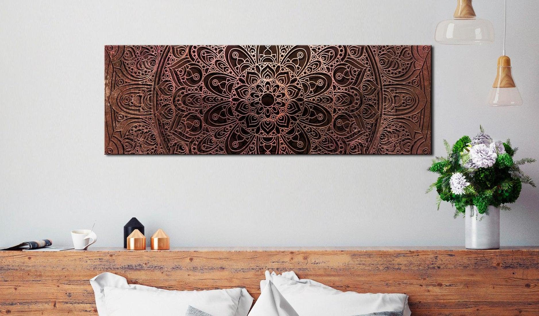 Stretched Canvas Zen Art - Mandala Amber Silence