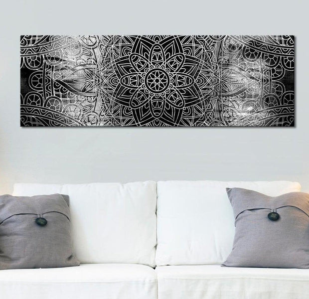Stretched Canvas Zen Art - Mandala Grey Depths