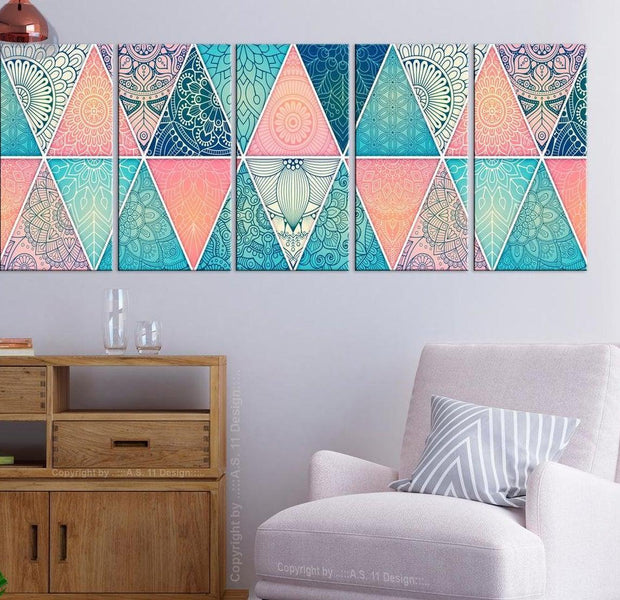 Stretched Canvas Zen Art - Oriental Triangles Narrow