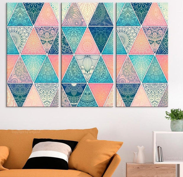 Stretched Canvas Zen Art - Oriental Triangles