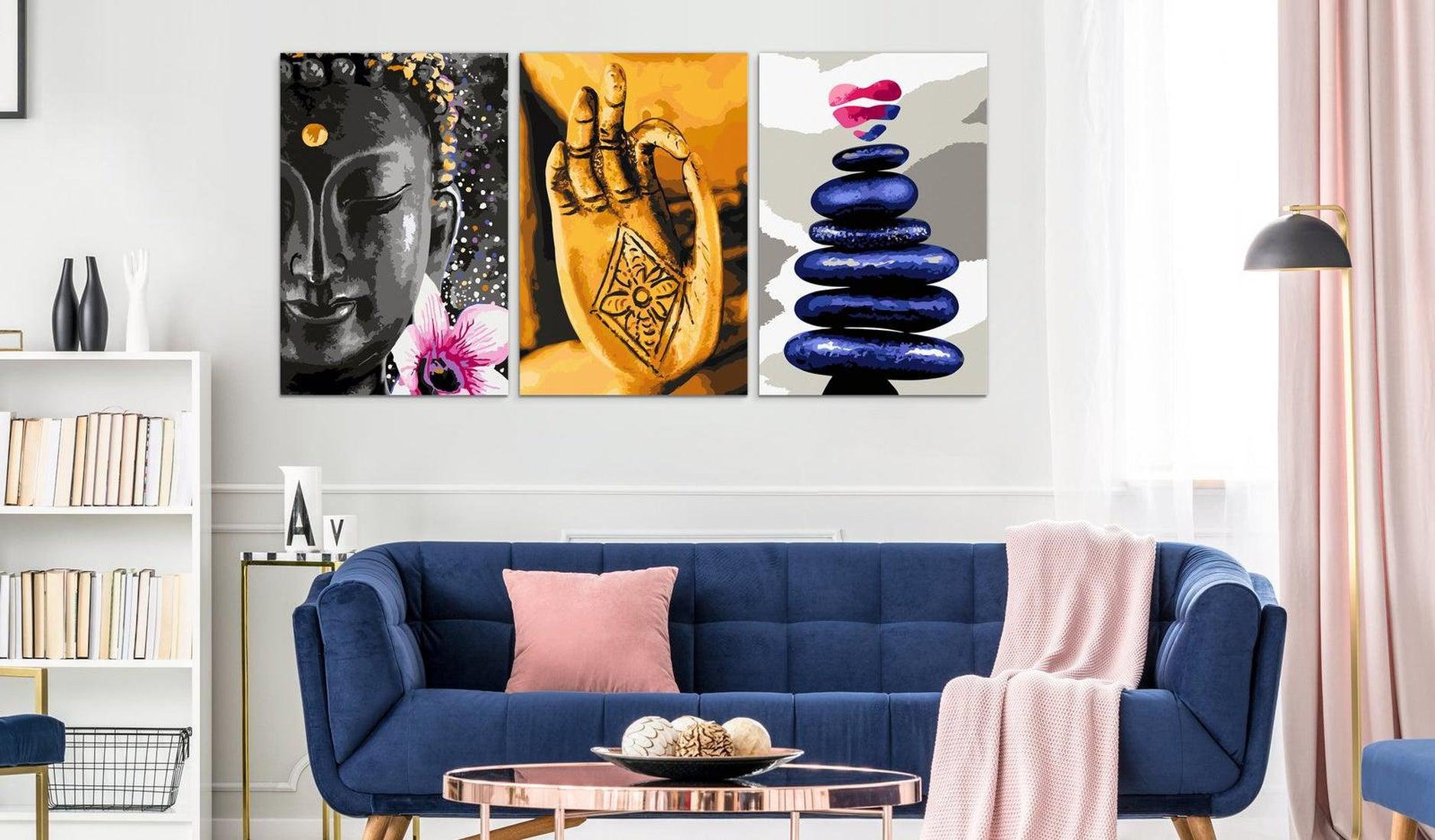 Stretched Canvas Zen Art - Oriental Triptych