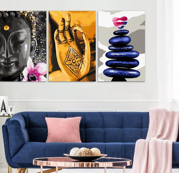 Stretched Canvas Zen Art - Oriental Triptych