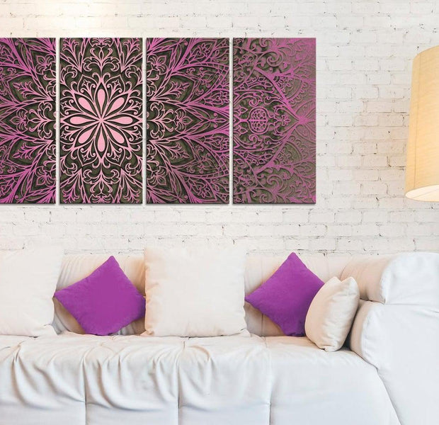 Stretched Canvas Zen Art - Pink Mandala