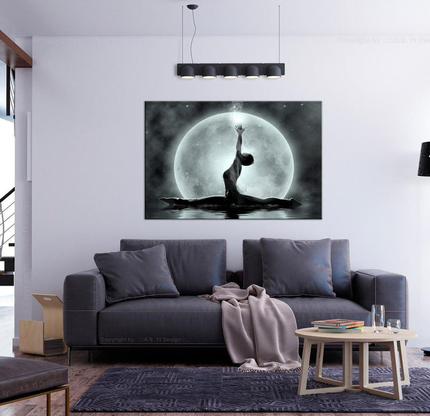 Stretched Canvas Zen Art - Twine Wide Grey