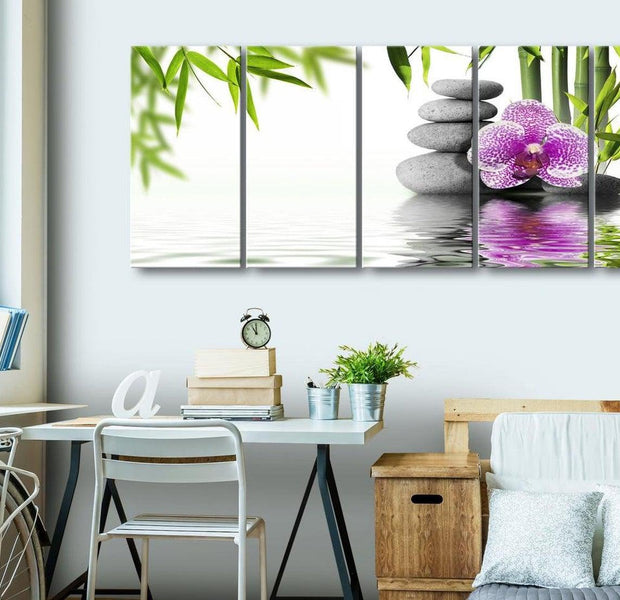 Stretched Canvas Zen Art - Water Garden Narrow