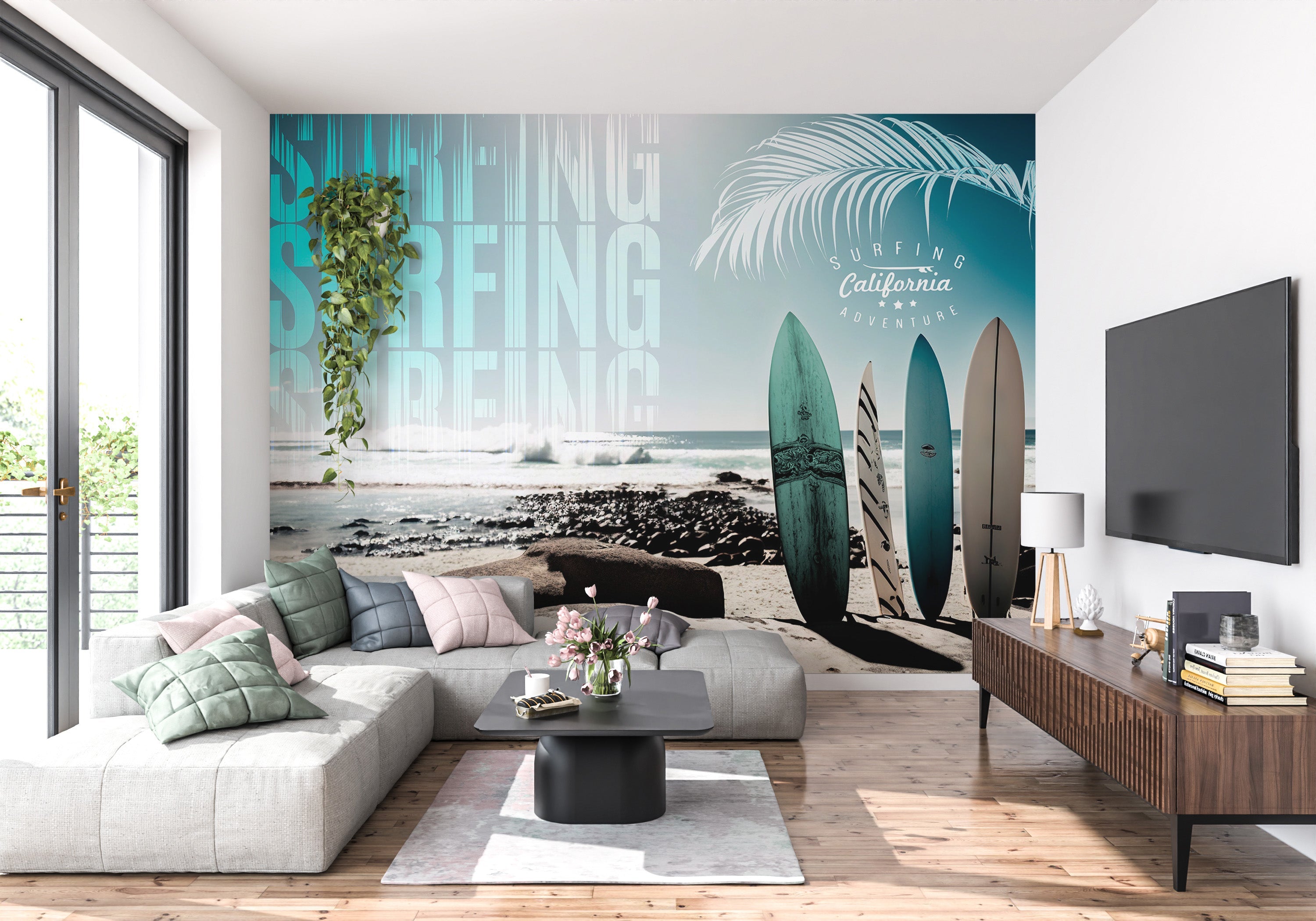 Surf Wallpaper Wall Mural - California Surfing Adventure-Tiptophomedecor