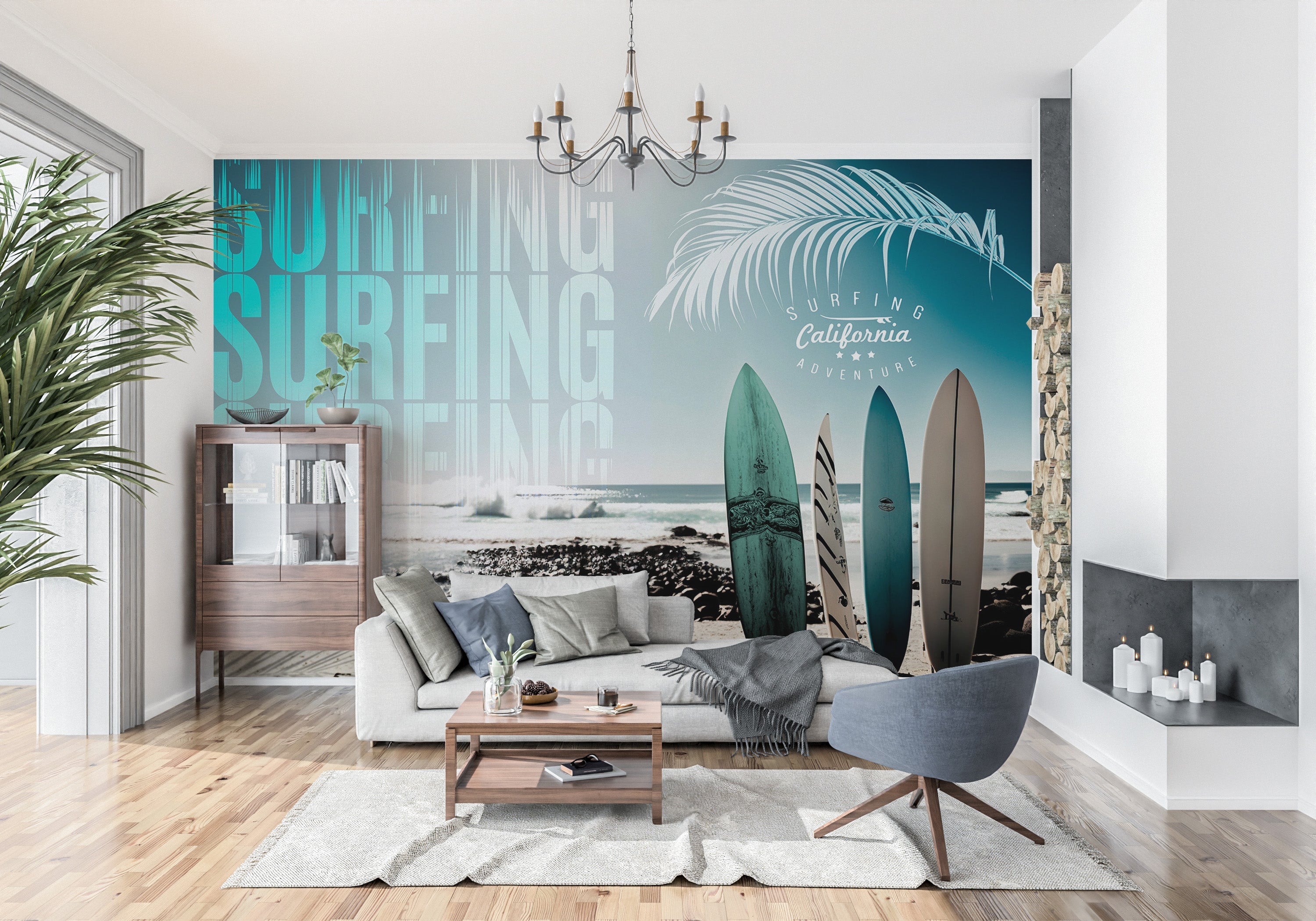 Surf Wallpaper Wall Mural - California Surfing Adventure-Tiptophomedecor