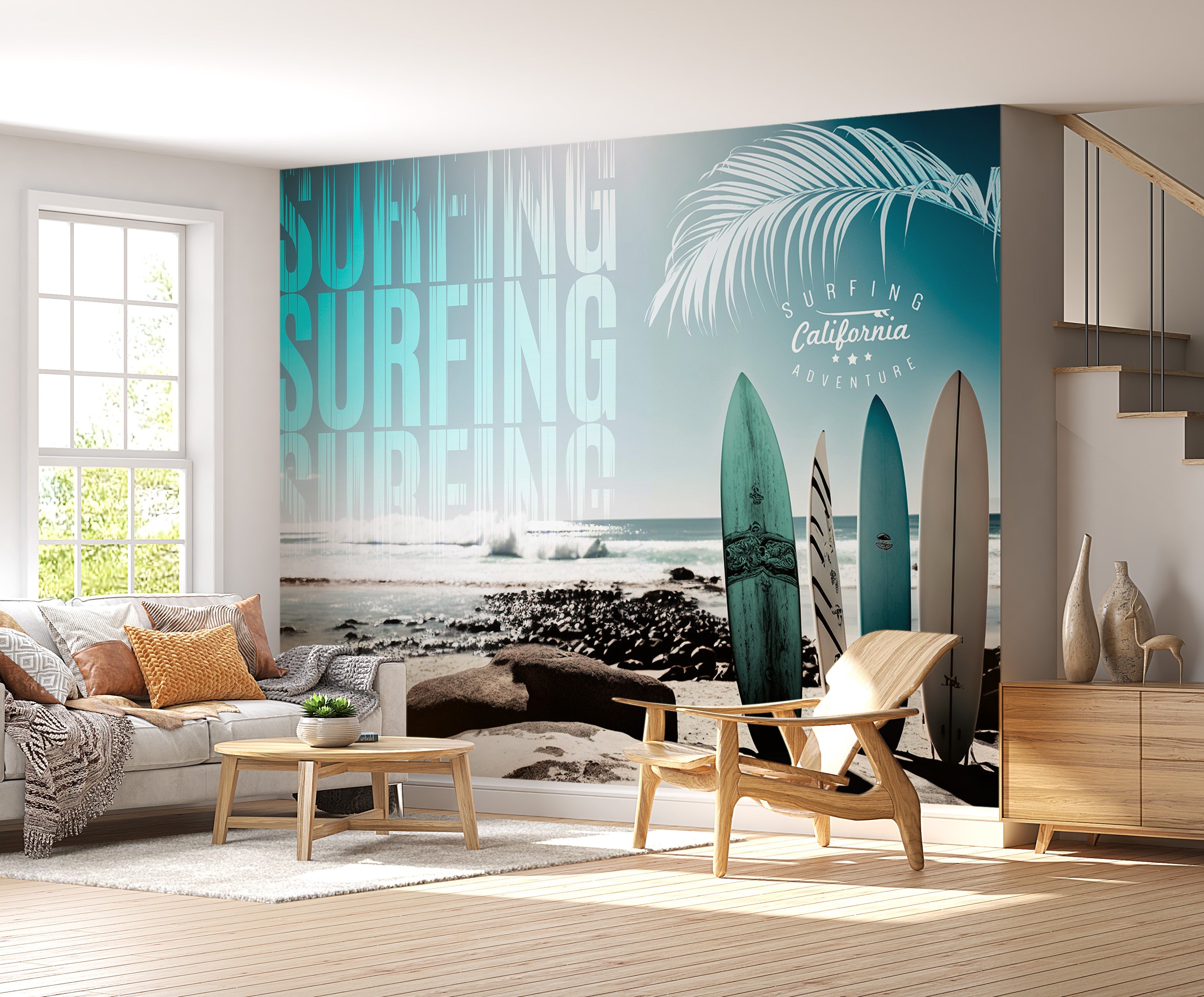 Surf Wallpaper Wall Mural - California Surfing Adventure-Tiptophomedecor