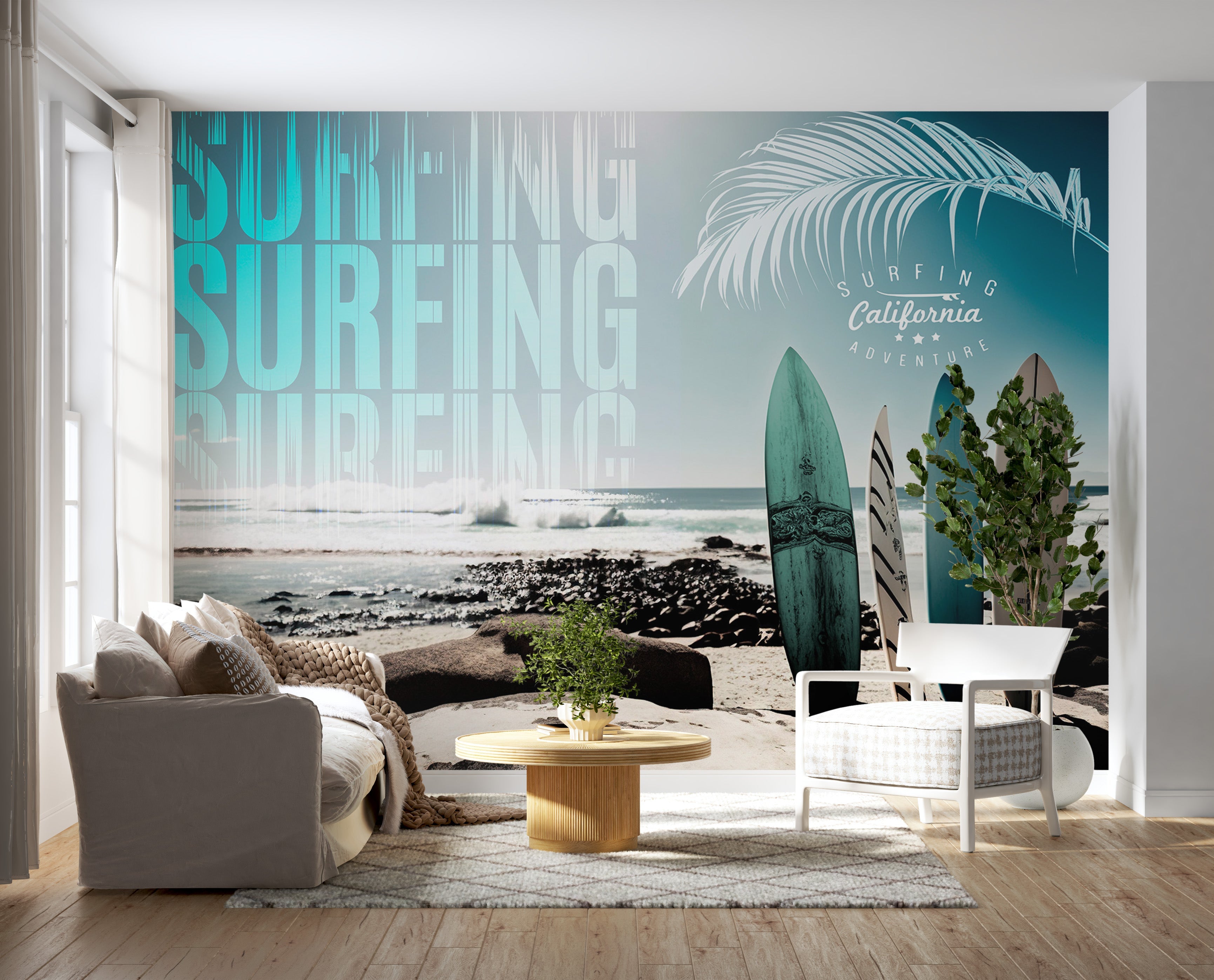 Surf Wallpaper Wall Mural - California Surfing Adventure-Tiptophomedecor