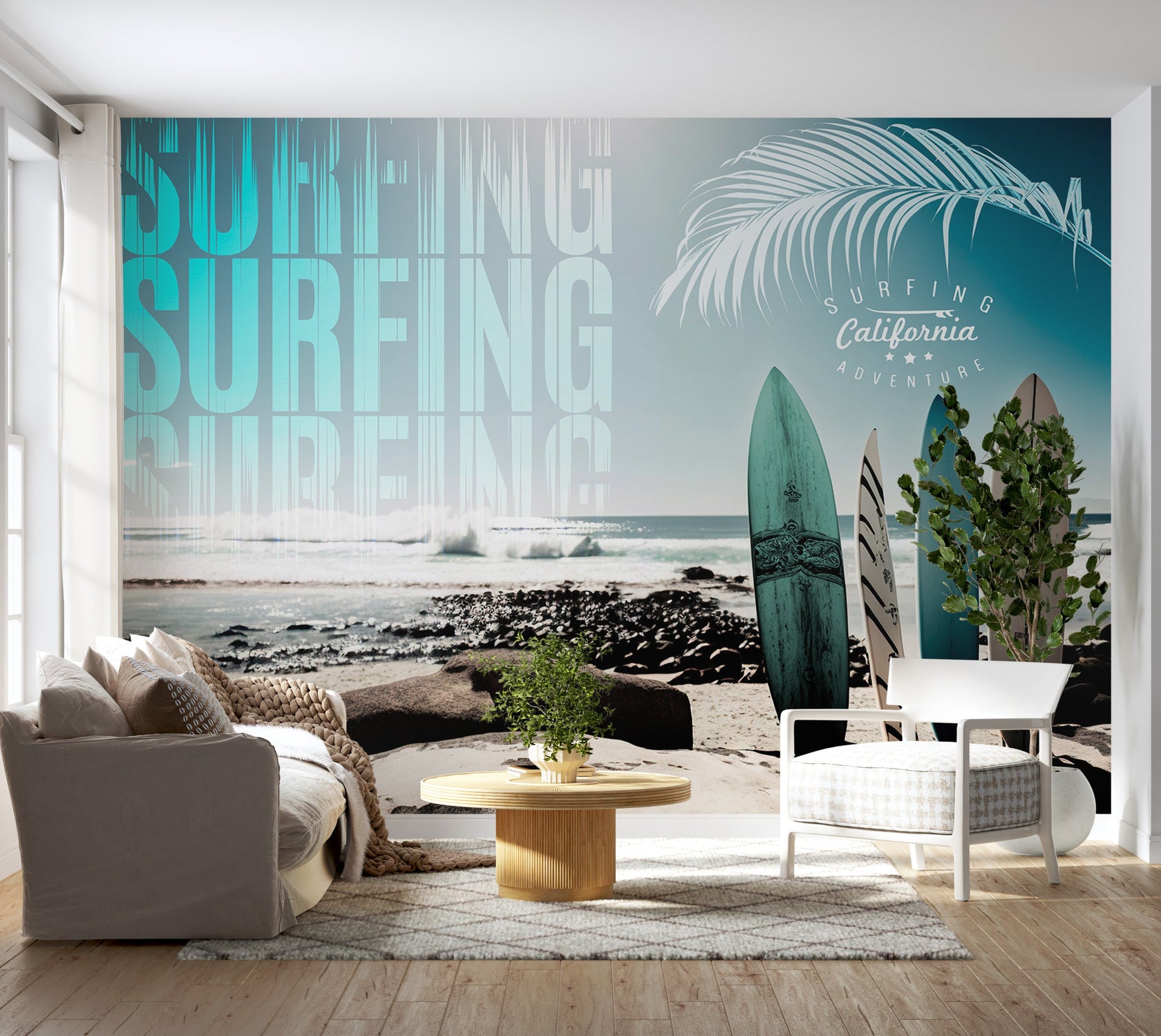 Surf Wallpaper Wall Mural - California Surfing Adventure-Tiptophomedecor