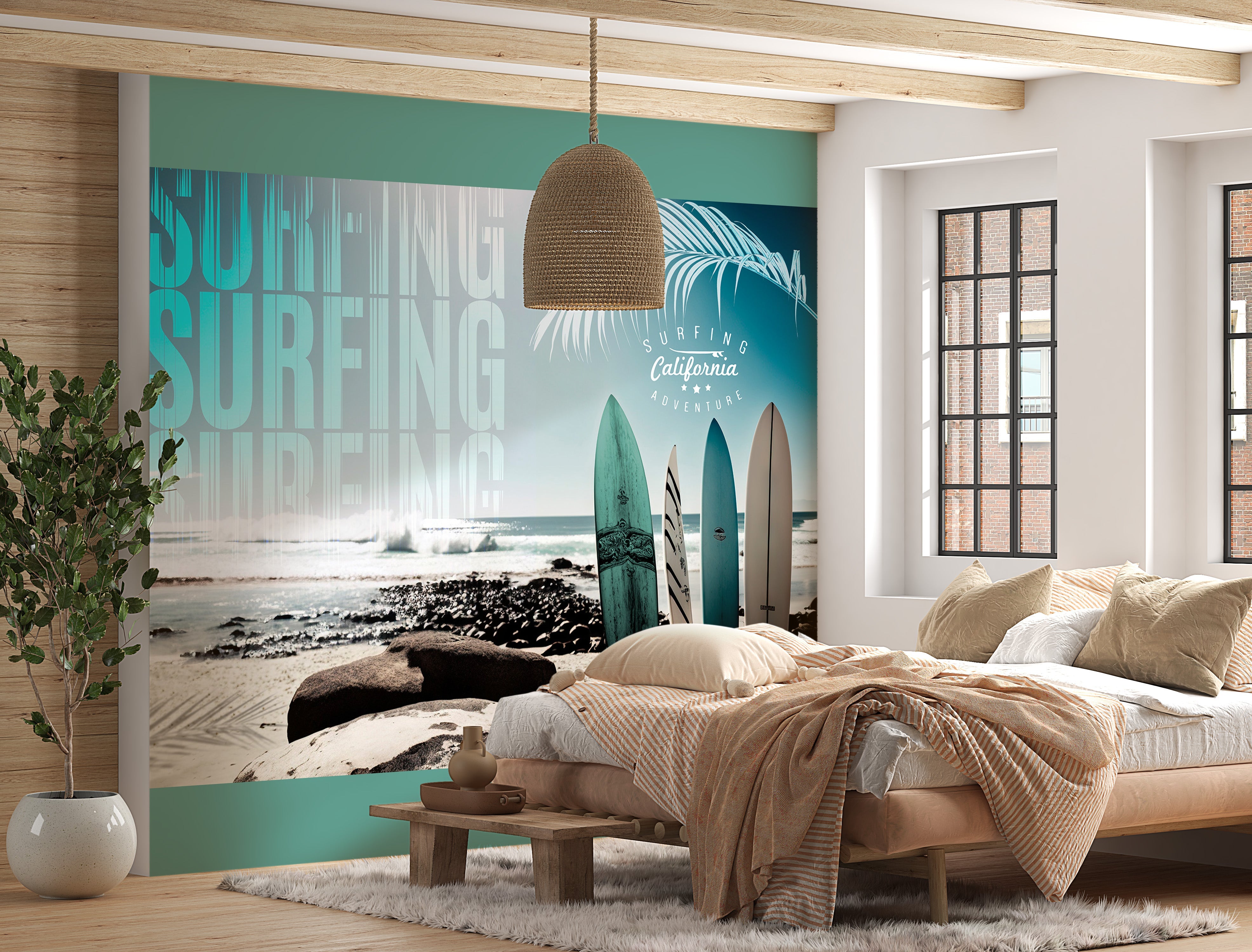 Surf Wallpaper Wall Mural - California Surfing Adventure-Tiptophomedecor