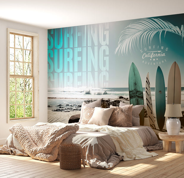 Surf Wallpaper Wall Mural - California Surfing Adventure-Tiptophomedecor