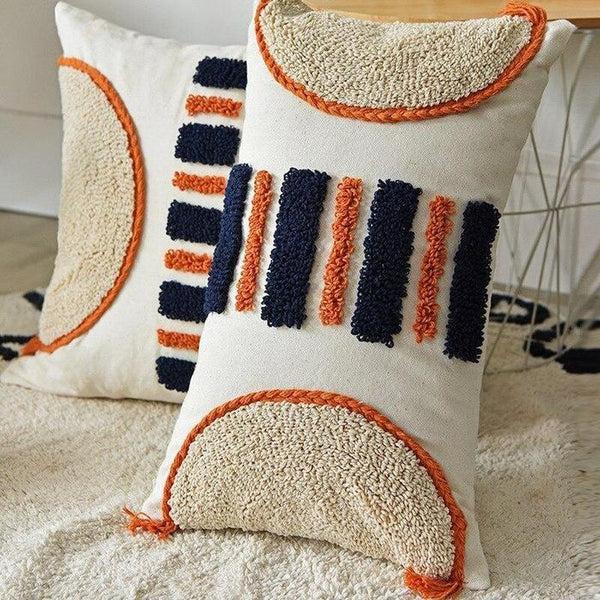 Orange Navy Stripes Pillow Cases