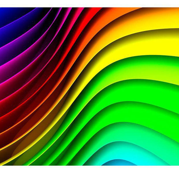 3D Illusion Peel & Stick Wall Mural - Rainbow Waves - Removable Wall Decals
