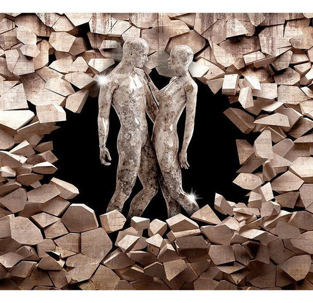 3d Illusion Peel & Stick Wall Mural - Stone Heart's - Removable Wall Decals