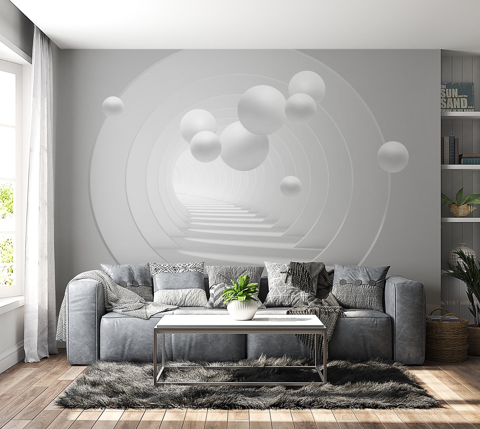 Peel & Stick 3D Illusion Wall Mural - 3D Tunnel - Removable Wall Decals