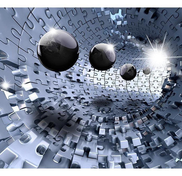 Peel & Stick 3D Illusion Wall Mural - Abstract Jigsaw - Removable Wall Decals