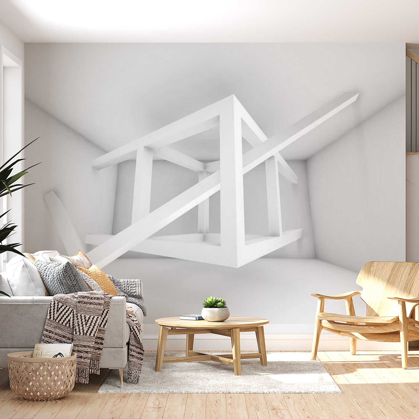 Peel & Stick 3D Illusion Wall Mural - Alabaster Composition - Removable Wall Decals