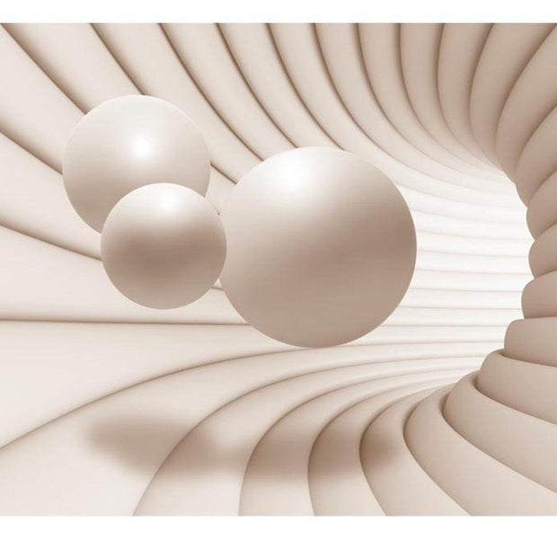 Peel & Stick 3D Illusion Wall Mural - Balls In The Tunnel - Removable Wall Decals