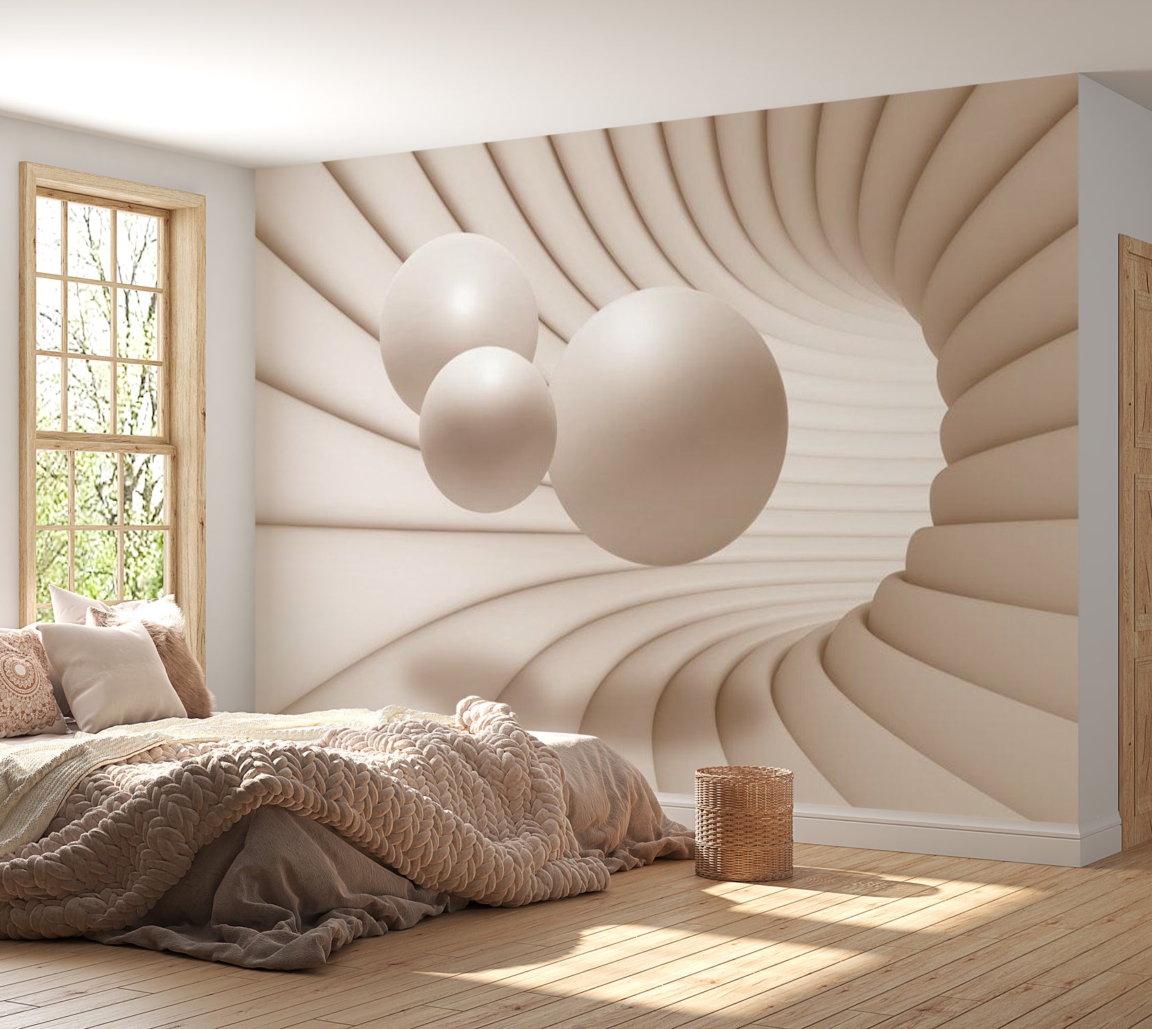 Peel & Stick 3D Illusion Wall Mural - Balls In The Tunnel - Removable Wall Decals