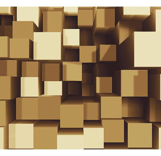 Peel & Stick 3D Illusion Wall Mural - Big Golden Blocks - Removable Wall Decals