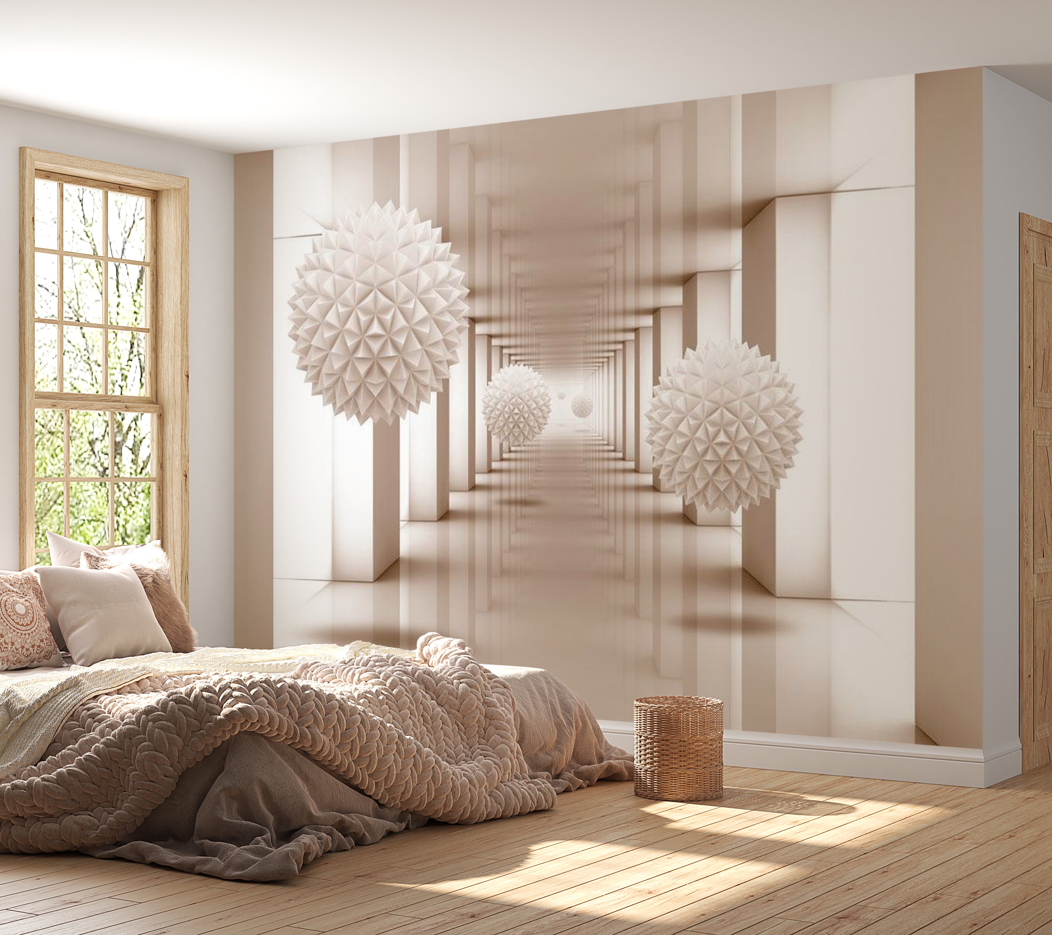 Peel & Stick 3D Illusion Wall Mural - Corridor To The Future - Removable Wall Decals