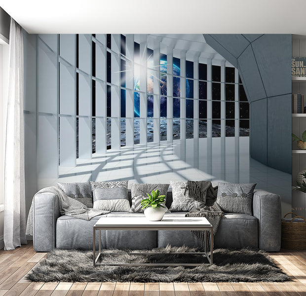 Peel & Stick 3D Illusion Wall Mural - Cosmic Terrace - Removable Wall Decals