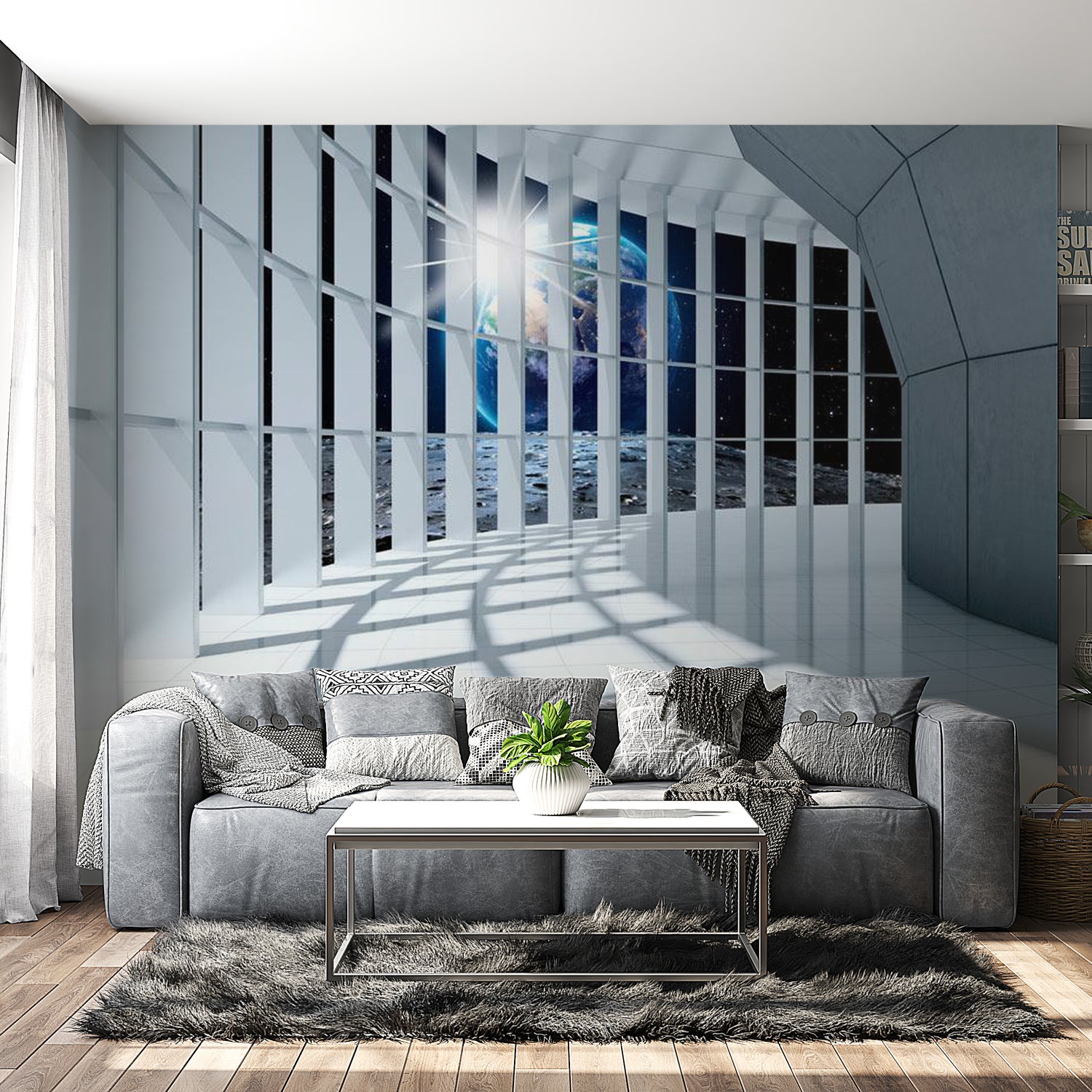 Peel & Stick 3D Illusion Wall Mural - Cosmic Terrace - Removable Wall Decals