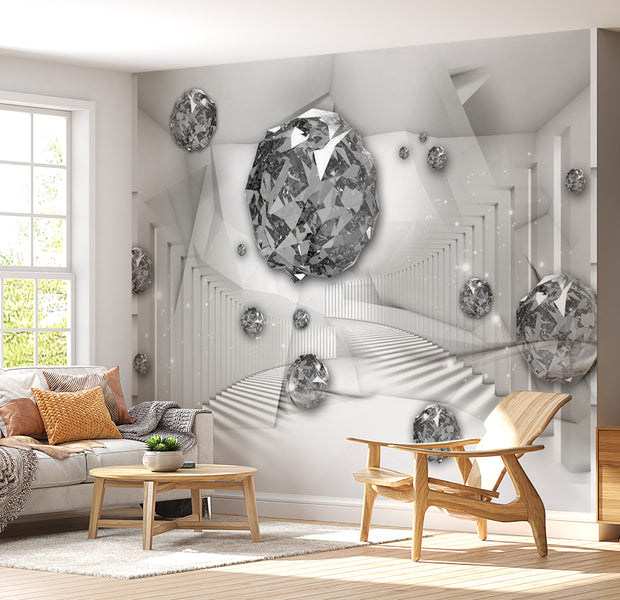 Peel & Stick 3D Illusion Wall Mural - Diamond Chamber - Removable Wall Decals