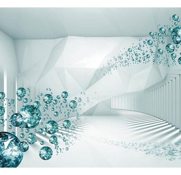 Peel & Stick 3D Illusion Wall Mural - Diamond Corridor Turquoise - Removable Wall Decals