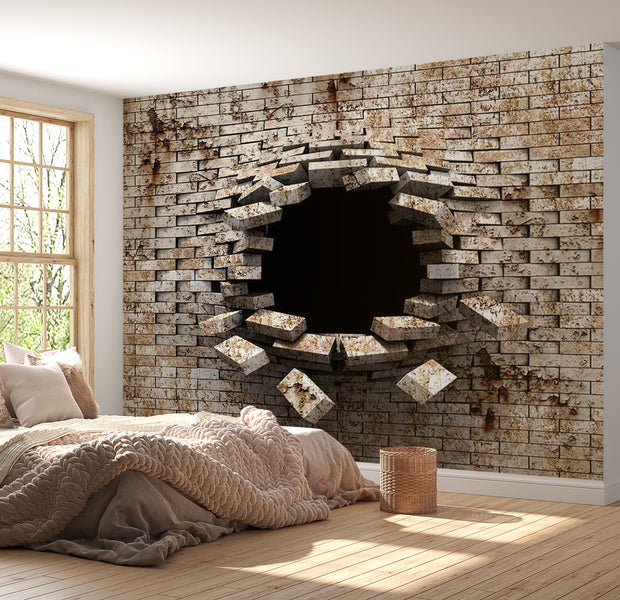 Peel & Stick 3D Illusion Wall Mural - Entrance Brick Wall - Removable Wall Decals
