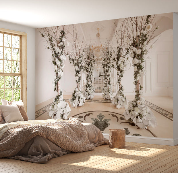 Peel & Stick 3D Illusion Wall Mural - Flower Chamber - Removable Wall Decals