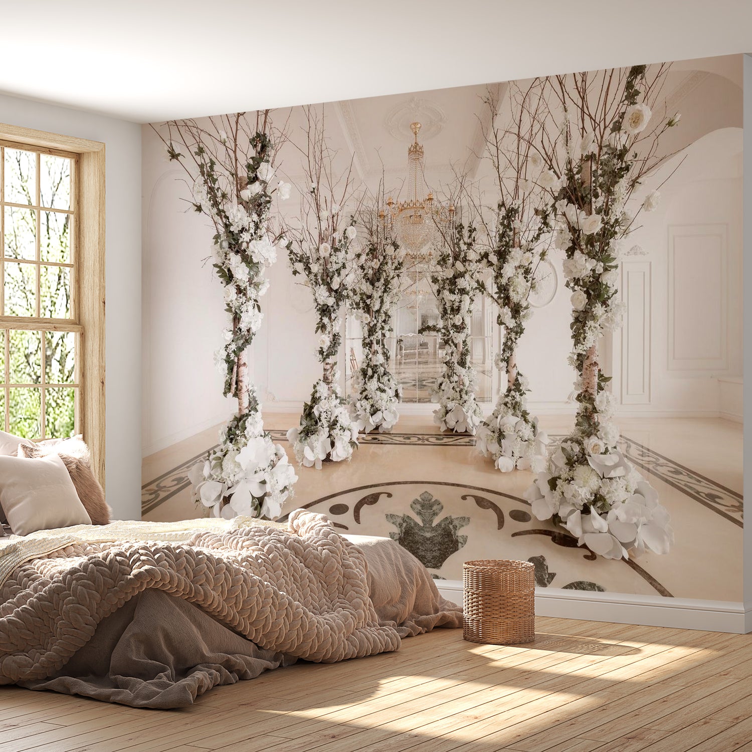 Peel & Stick 3D Illusion Wall Mural - Flower Chamber - Removable Wall Decals