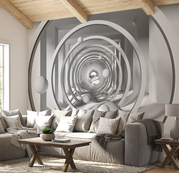 Peel & Stick 3D Illusion Wall Mural - Geometric Depth - Removable Wall Decals